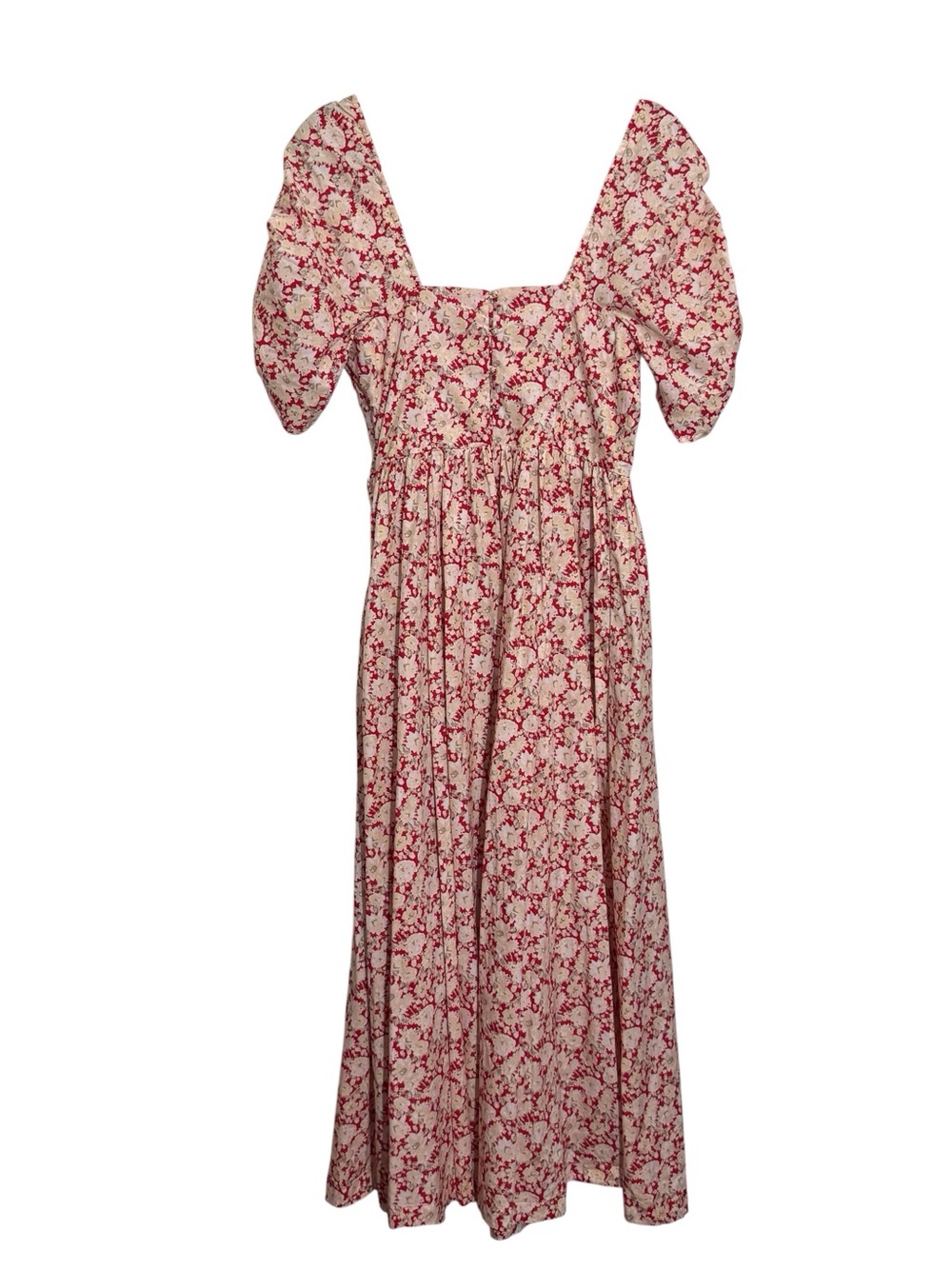 Free People Size 6 Red Floral She’s A Dream Boho Midi Dress Cottagecore Cotton - Picture 10 of 12